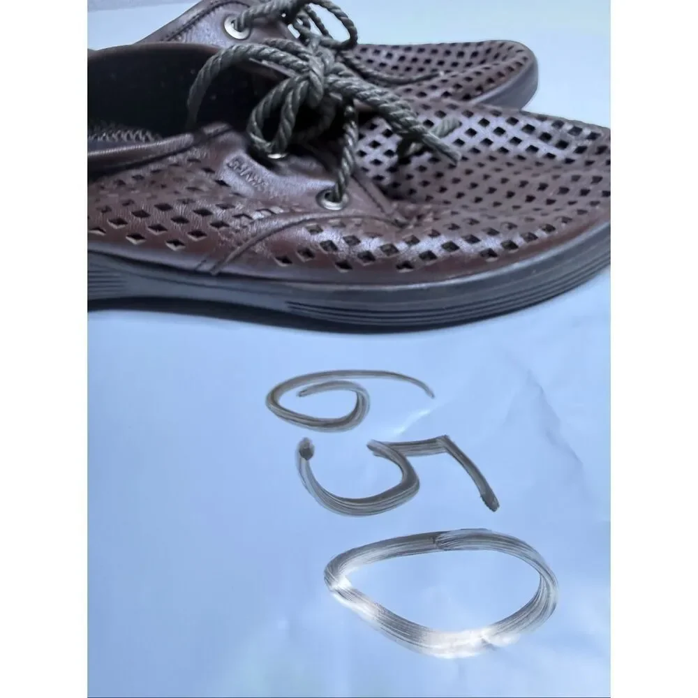 Shawshank Brown Perforated Leather Lace Up Comfort Shoes Men’s Size 42 EU/8,5 US